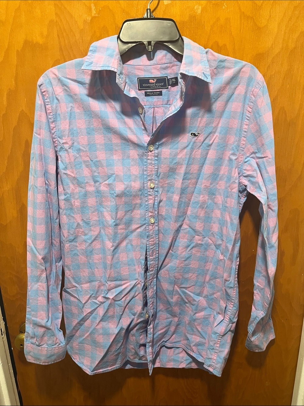 Vineyard Vines Pink and Blue Check Cotton Button-Down Shirt